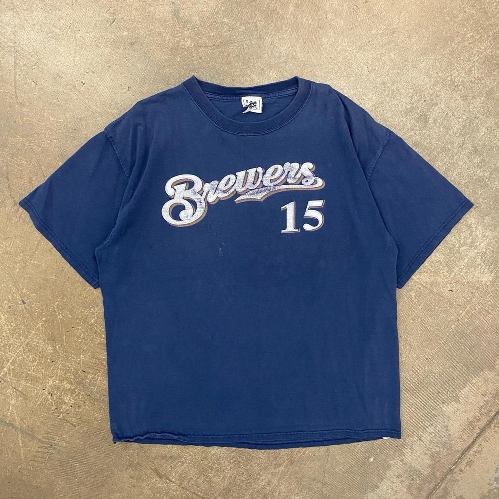 Vintage Milwaukee Brewers MLB Baseball Lee Sport Ben Sheets Jersey T-Shirt XL